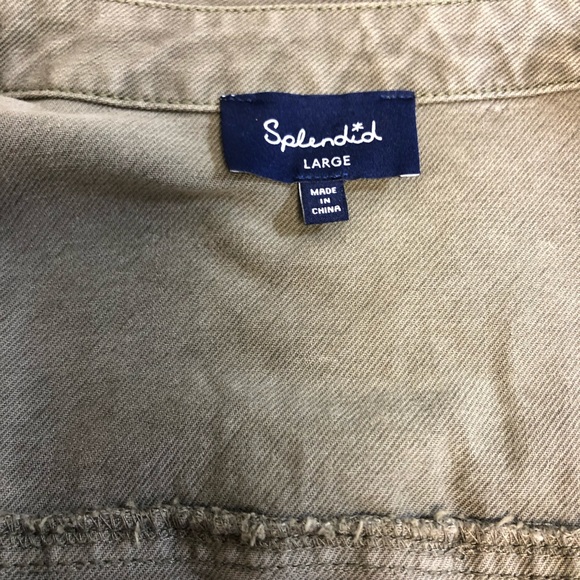 Splendid Women Cargo Military Paint Splatter Raw Hem jacket in EUC sz L - Picture 8 of 9